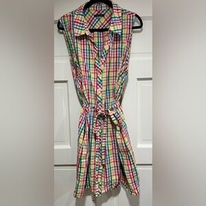 Tommy Hilfiger Multicolor Plaid Sleeveless Shirt Dress